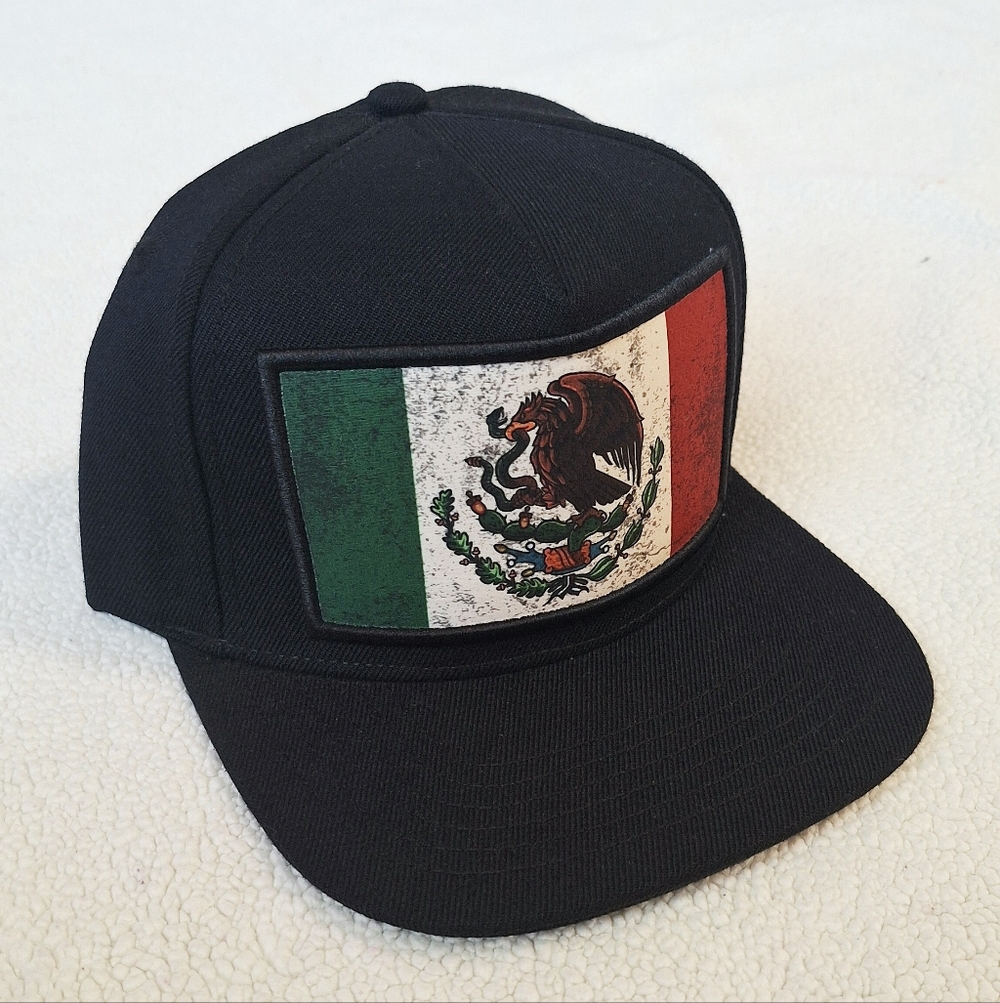 Mexico Street Hustlers Black Snapback Cap with Mexican Flag Patch